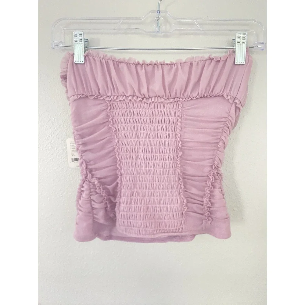 Free People NWT Ruched Tube Top Lilac Purple Women's Sz XS